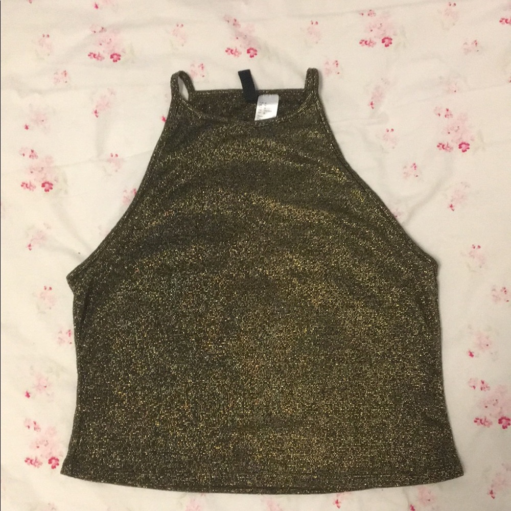Gold Glitter Halter tank